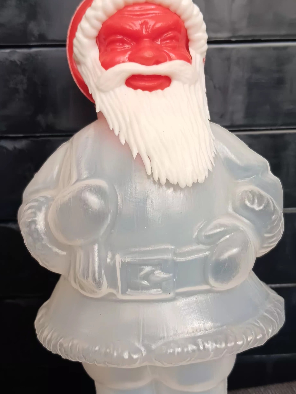 Vintage West Germany Santa Claus Candy Holder – Frosted Plastic Christmas Decora